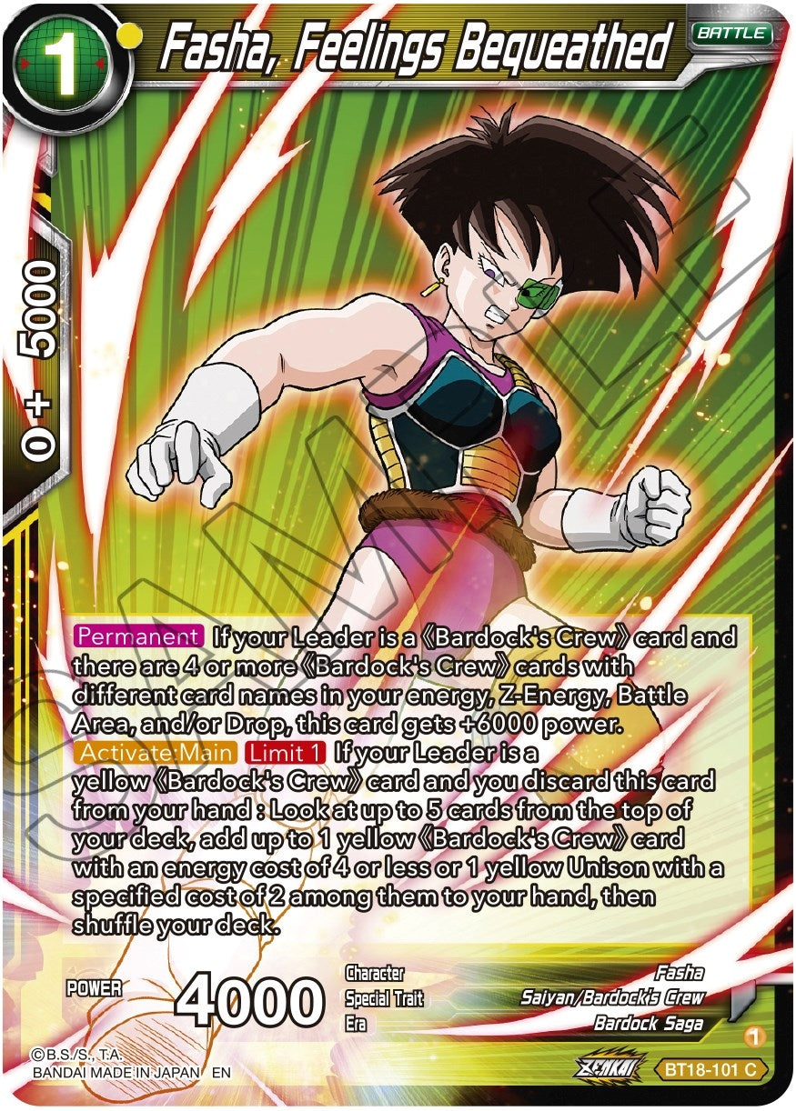 Image for Fasha, Feelings Bequeathed (Dawn of the Z-Legends) (BT18-101) - Dragon Ball Super: Masters