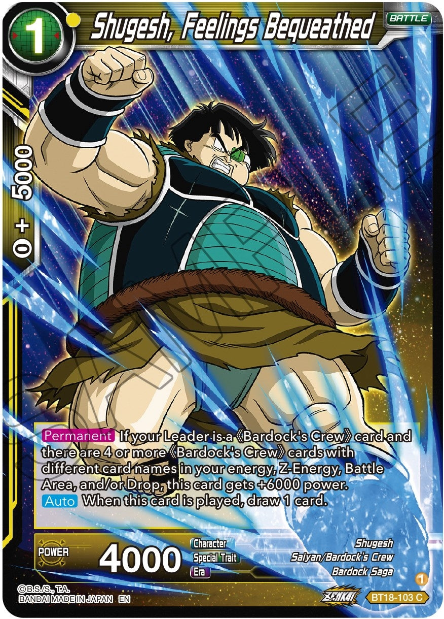 Image for Shugesh, Feelings Bequeathed (Dawn of the Z-Legends) (BT18-103) - Dragon Ball Super: Masters