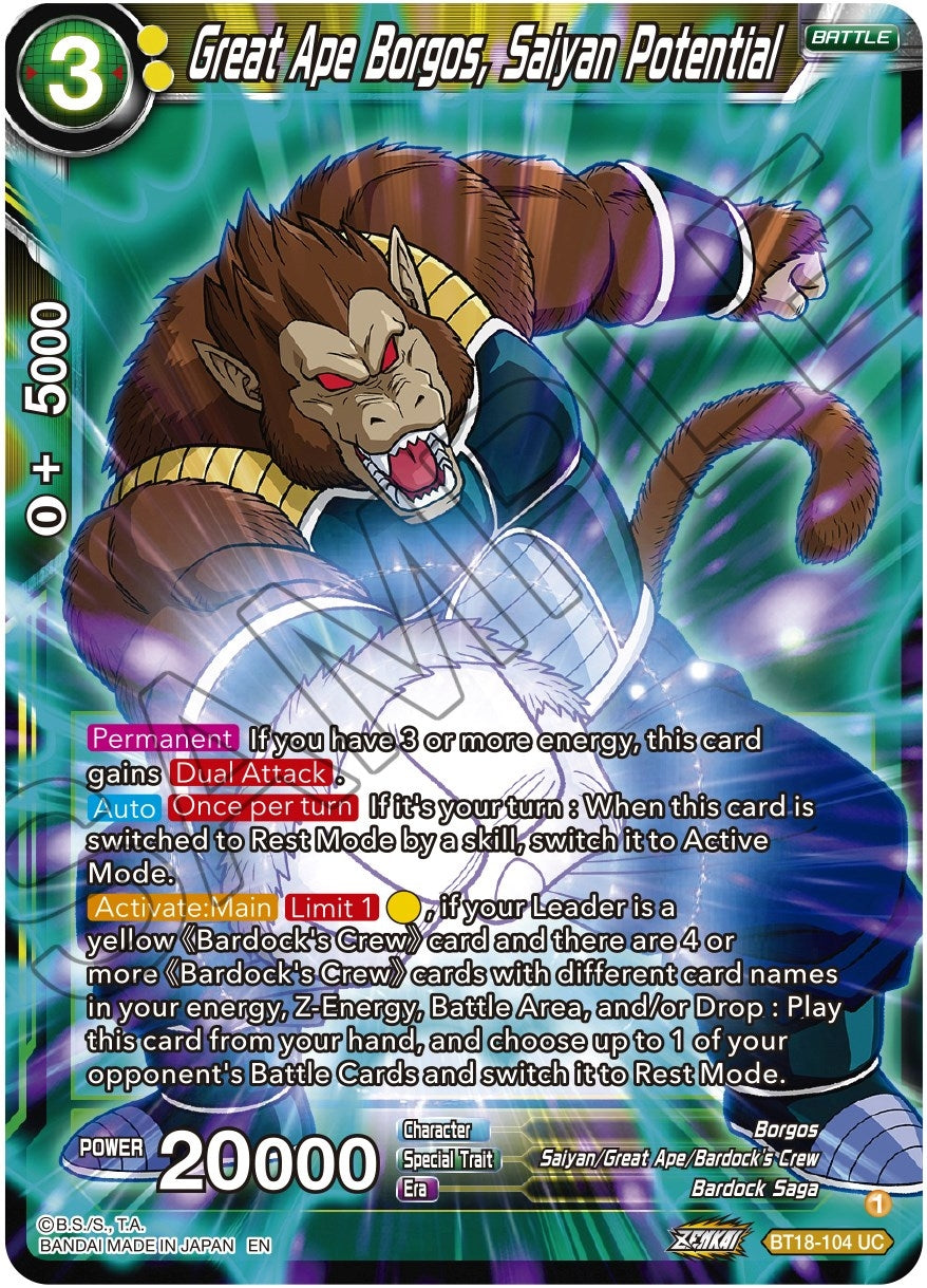 Image for Great Ape Borgos, Saiyan Potential (Dawn of the Z-Legends) (BT18-104) - Dragon Ball Super: Masters