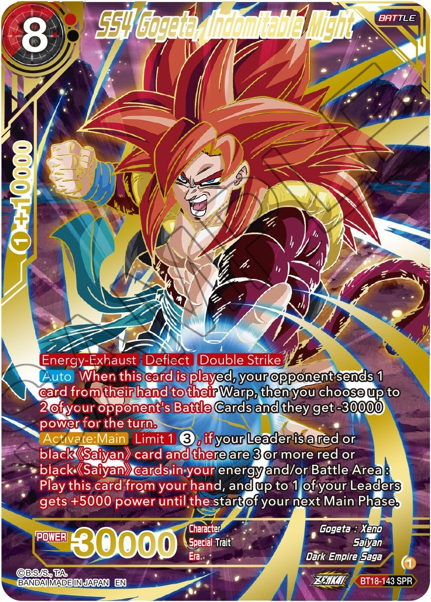 Image for SS4 Gogeta, Indomitable Might (SPR) (Dawn of the Z-Legends) (BT18-143) - Dragon Ball Super: Masters