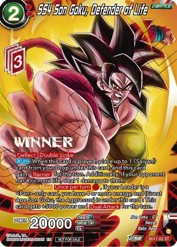 Image for SS4 Son Goku, Defender of Life (ZENKAI Celebration Winner-Stamped) (Promotion Cards) (SD17-02) - Dragon Ball Super: Masters