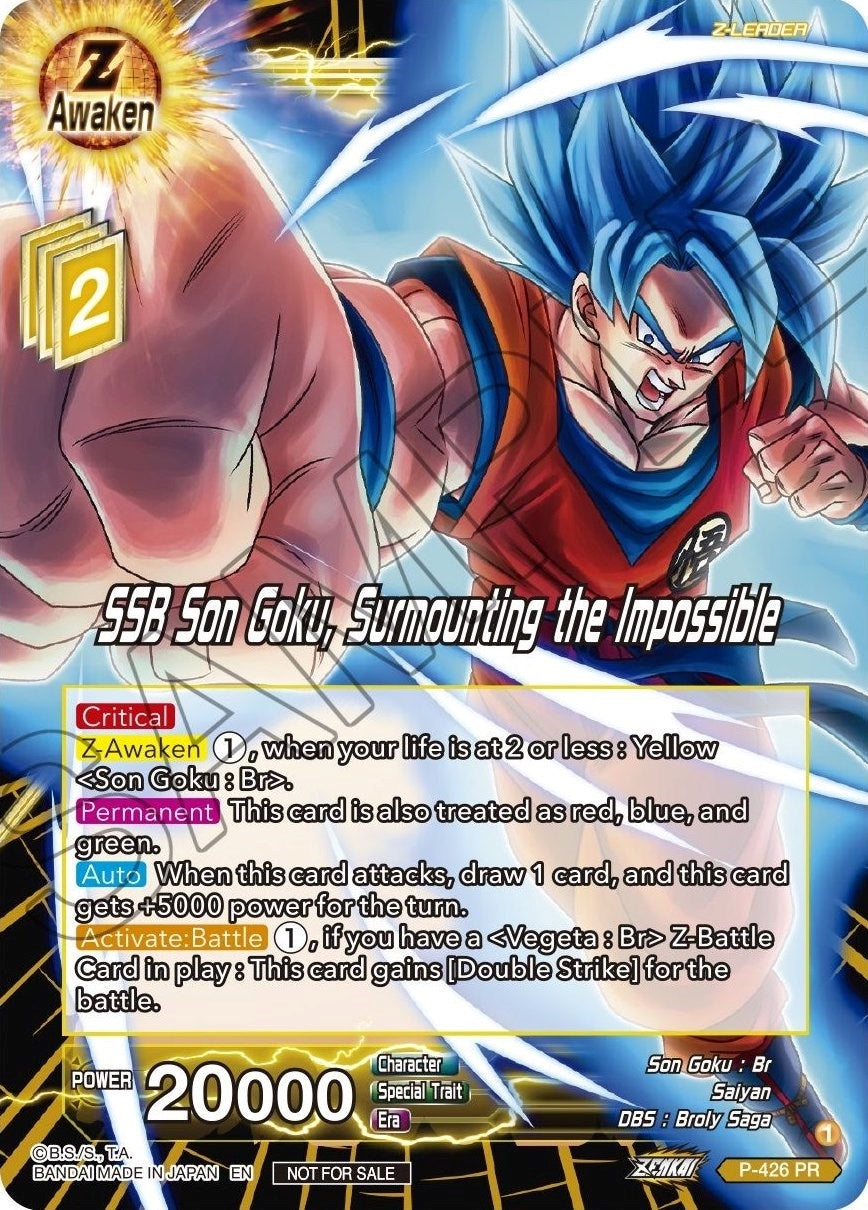 Image for SSB Son Goku, Surmounting the Impossible (Promotion Cards) (P-426) - Dragon Ball Super: Masters