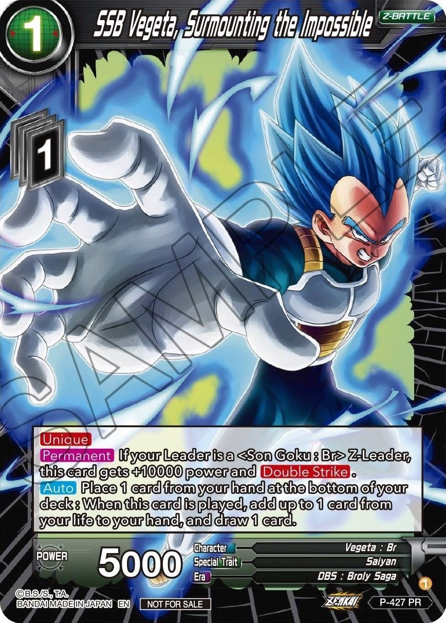 Image for SSB Vegeta, Surmounting the Impossible (Promotion Cards) (P-427) - Dragon Ball Super: Masters