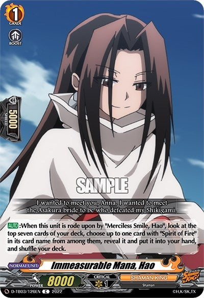 Image for Immeasurable Mana, Hao (D-TB03: Shaman King) (D-TB03/126EN) - Cardfight Vanguard