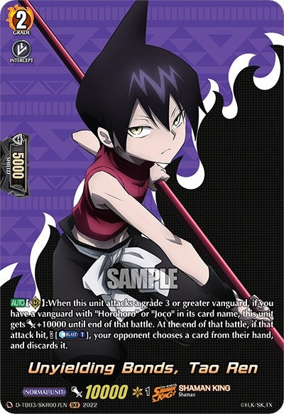 Image for Unyielding Bonds, Tao Ren (SKR) (D-TB03: Shaman King) (D-TB03/SKR007EN) - Cardfight Vanguard