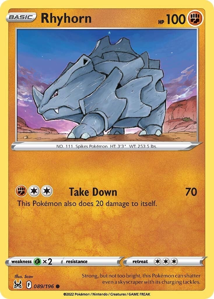 Image for Rhyhorn (SWSH11: Lost Origin) (089/196) - Pokemon