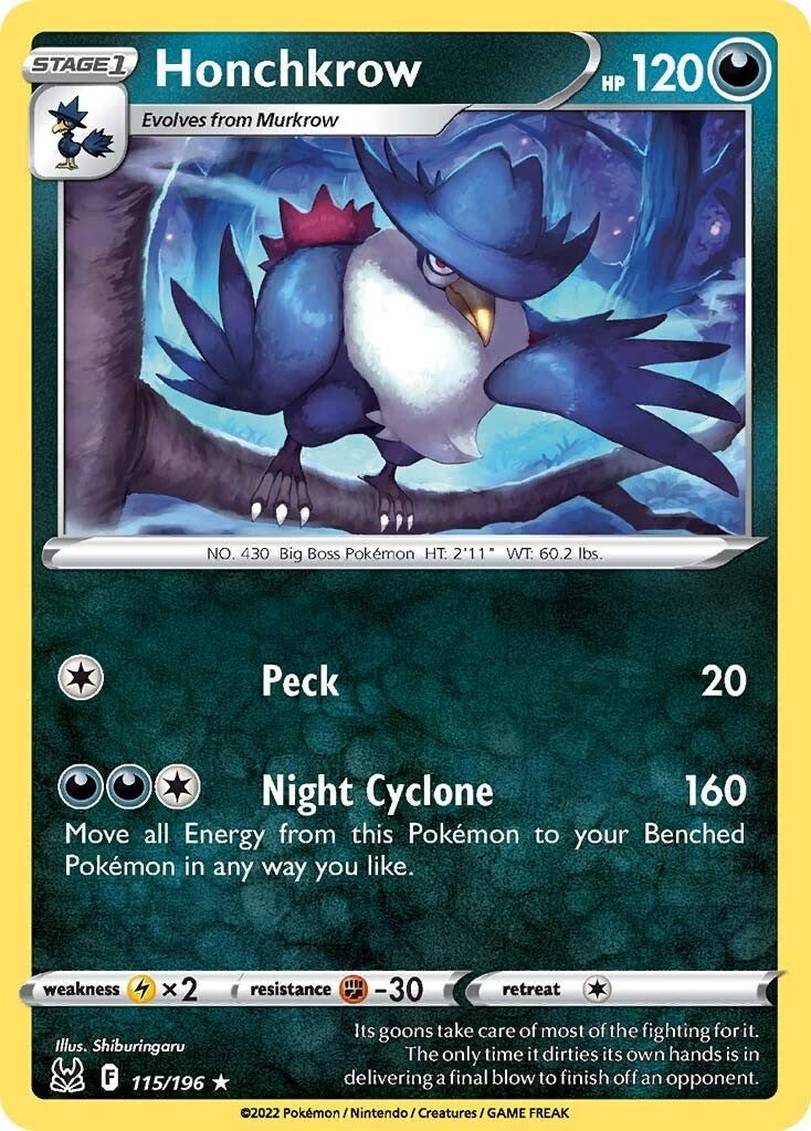 Image for Honchkrow (SWSH11: Lost Origin) (115/196) - Pokemon