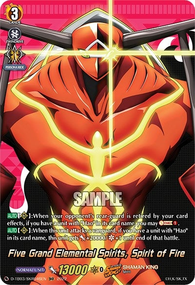 Image for Five Grand Elemental Spirits, Spirit of Fire (SKR) (D-TB03: Shaman King) (D-TB03/SKR046EN) - Cardfight Vanguard