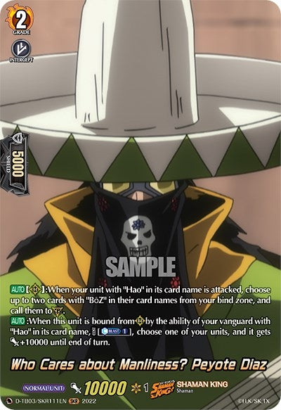 Image for Who Cares about Manliness? Peyote Diaz (SKR) (D-TB03: Shaman King) (D-TB03/SKR111EN) - Cardfight Vanguard