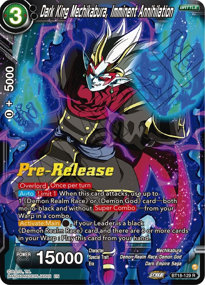 Image for Dark King Mechikabura, Imminent Annihilation (Dawn of the Z-Legends Pre-Release Cards) (BT18-129) - Dragon Ball Super: Masters