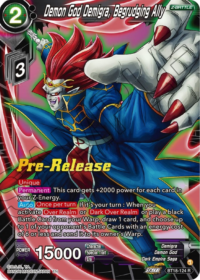 Image for Demon God Demigra, Begrudging Ally (Dawn of the Z-Legends Pre-Release Cards) (BT18-124) - Dragon Ball Super: Masters