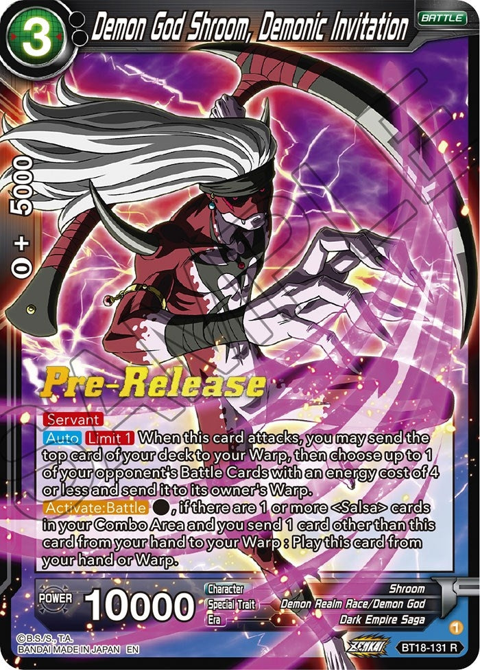 Image for Demon God Shroom, Demonic Invitation (Dawn of the Z-Legends Pre-Release Cards) (BT18-131) - Dragon Ball Super: Masters