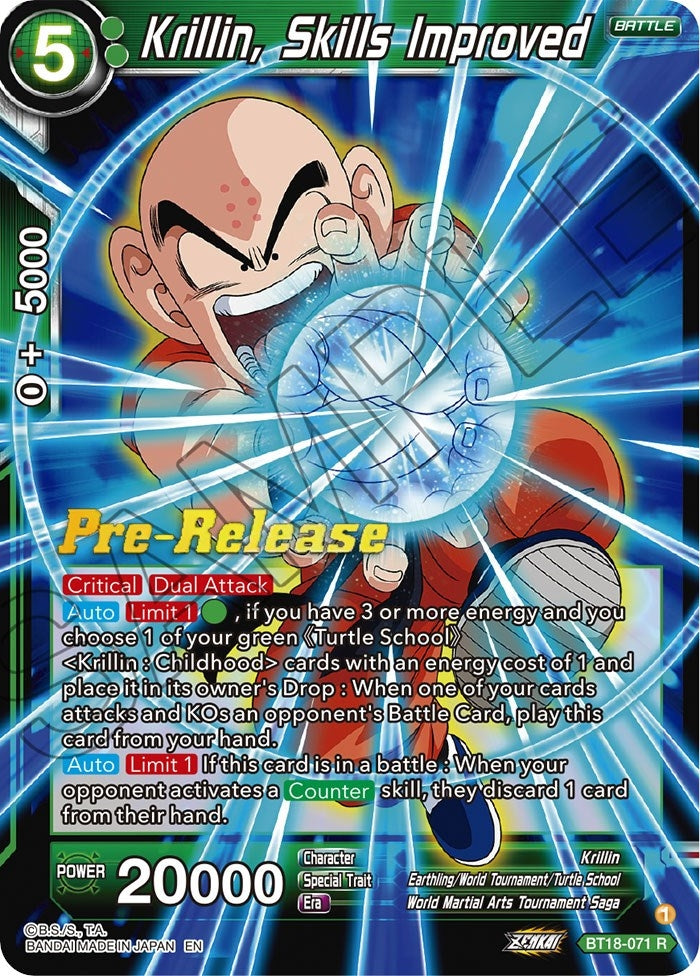 Image for Krillin, Skills Improved (Dawn of the Z-Legends Pre-Release Cards) (BT18-071) - Dragon Ball Super: Masters