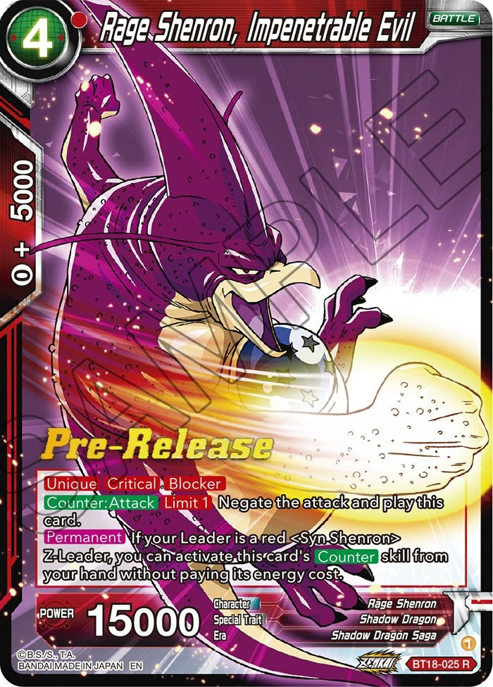 Image for Rage Shenron, Impenetrable Evil (Dawn of the Z-Legends Pre-Release Cards) (BT18-025) - Dragon Ball Super: Masters