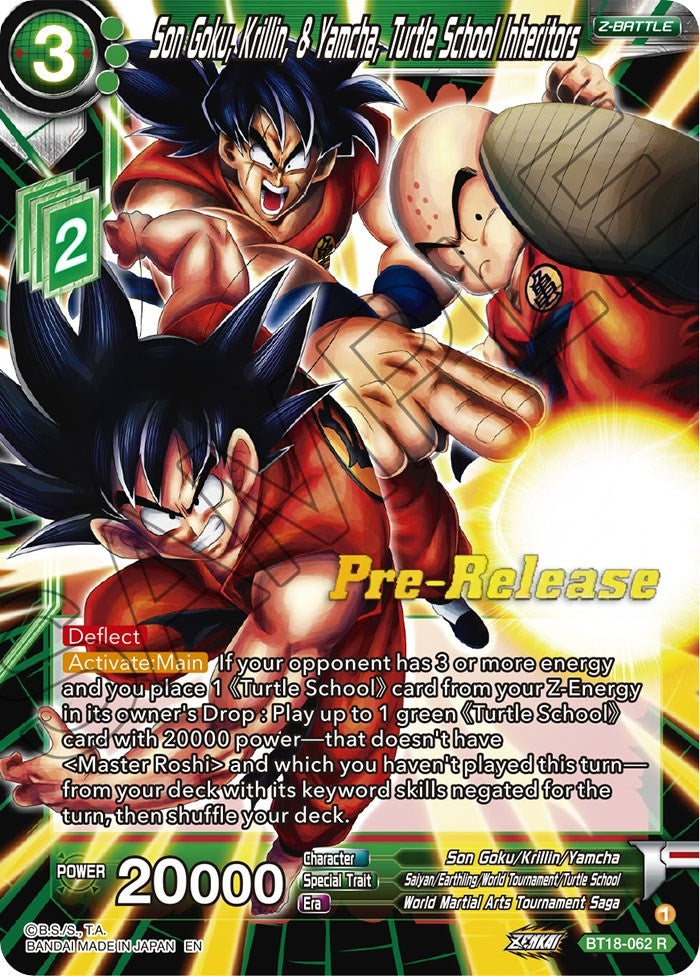 Image for Son Goku, Krillin, & Yamcha, Turtle School Inheritors (Dawn of the Z-Legends Pre-Release Cards) (BT18-062) - Dragon Ball Super: Masters