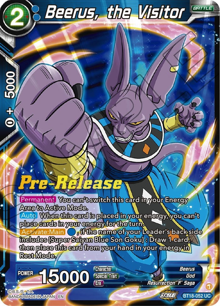 Image for Beerus, the Visitor (Dawn of the Z-Legends Pre-Release Cards) (BT18-052) - Dragon Ball Super: Masters
