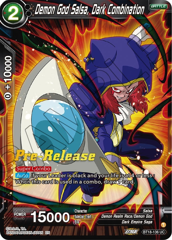 Image for Demon God Salsa, Dark Combination (Dawn of the Z-Legends Pre-Release Cards) (BT18-136) - Dragon Ball Super: Masters