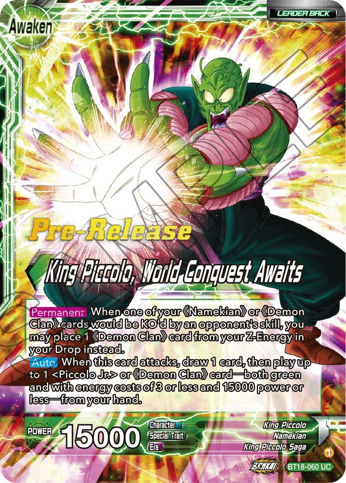 Image for King Piccolo // King Piccolo, World Conquest Awaits (Dawn of the Z-Legends Pre-Release Cards) (BT18-060) - Dragon Ball Super: Masters