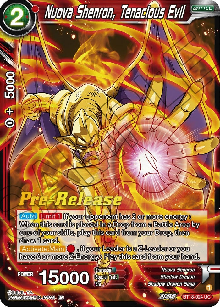 Image for Nuova Shenron, Tenacious Evil (Dawn of the Z-Legends Pre-Release Cards) (BT18-024) - Dragon Ball Super: Masters