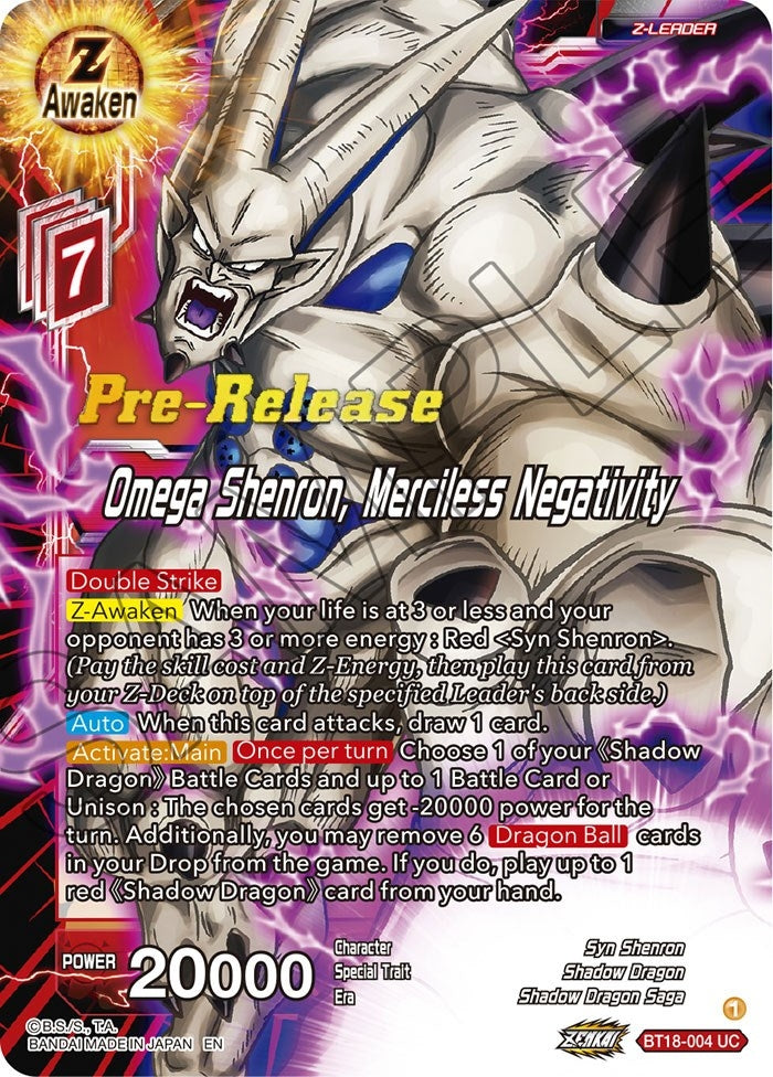 Image for Omega Shenron, Merciless Negativity (Dawn of the Z-Legends Pre-Release Cards) (BT18-004) - Dragon Ball Super: Masters