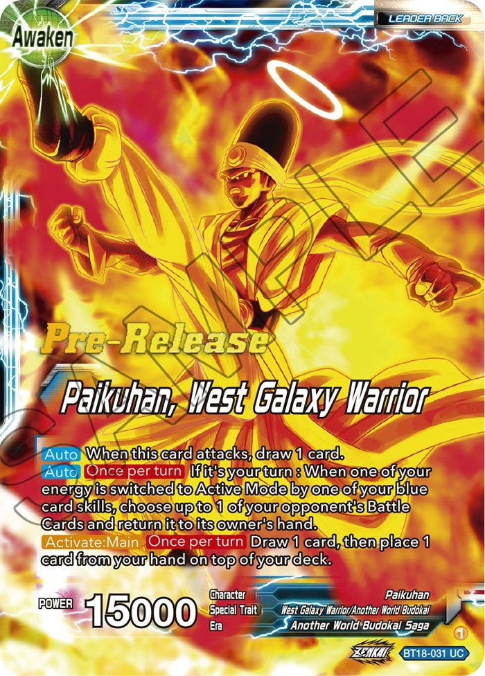 Image for Paikuhan // Paikuhan, West Galaxy Warrior (Dawn of the Z-Legends Pre-Release Cards) (BT18-031) - Dragon Ball Super: Masters
