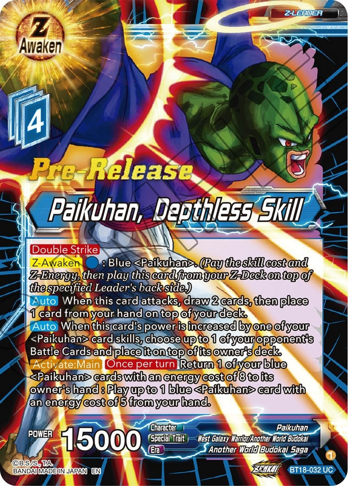 Image for Paikuhan, Depthless Skill (Dawn of the Z-Legends Pre-Release Cards) (BT18-032) - Dragon Ball Super: Masters