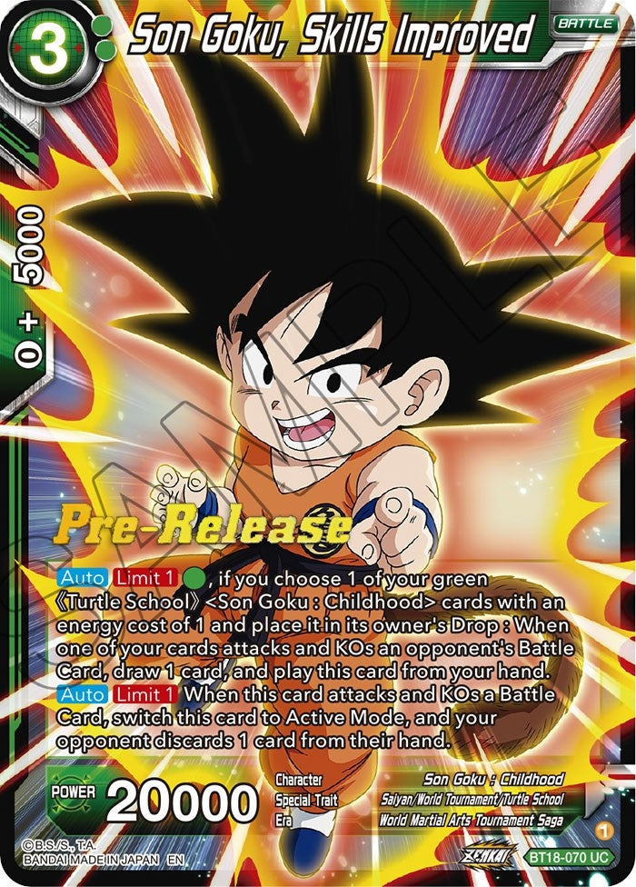 Image for Son Goku, Skills Improved (Dawn of the Z-Legends Pre-Release Cards) (BT18-070) - Dragon Ball Super: Masters