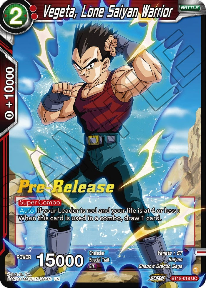 Image for Vegeta, Lone Saiyan Warrior (Dawn of the Z-Legends Pre-Release Cards) (BT18-018) - Dragon Ball Super: Masters
