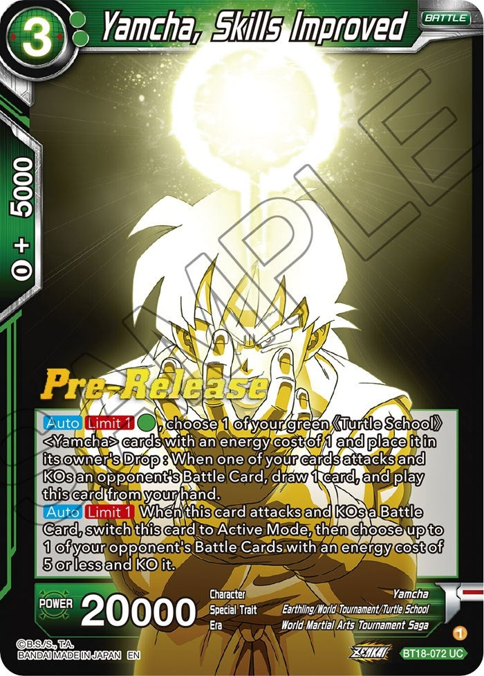 Image for Yamcha, Skills Improved (Dawn of the Z-Legends Pre-Release Cards) (BT18-072) - Dragon Ball Super: Masters