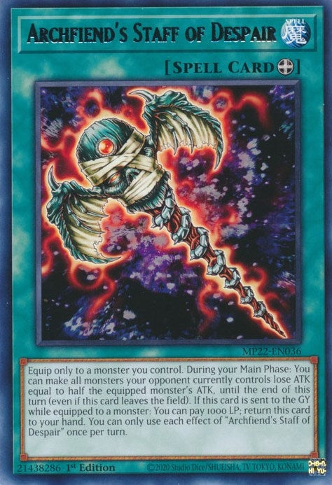 Image for Archfiend's Staff of Despair (2022 Tin of the Pharaoh's Gods) (MP22-EN036) - YuGiOh