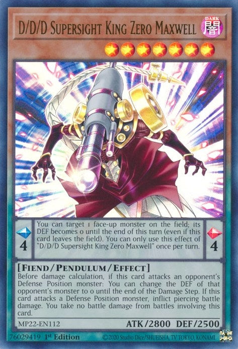 Image for D/D/D Supersight King Zero Maxwell (2022 Tin of the Pharaoh's Gods) (MP22-EN112) - YuGiOh