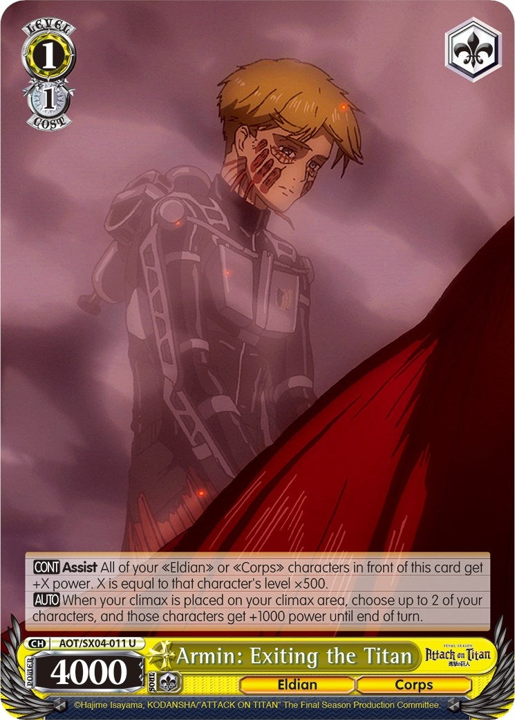 Image for Armin: Exiting the Titan (Attack On Titan: Final Season) (AOT/SX04-011 U) - Weiss Schwarz