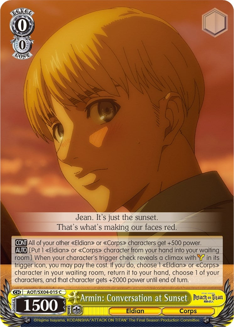 Image for Armin: Conversation at Sunset (Attack On Titan: Final Season) (AOT/SX04-015 C) - Weiss Schwarz