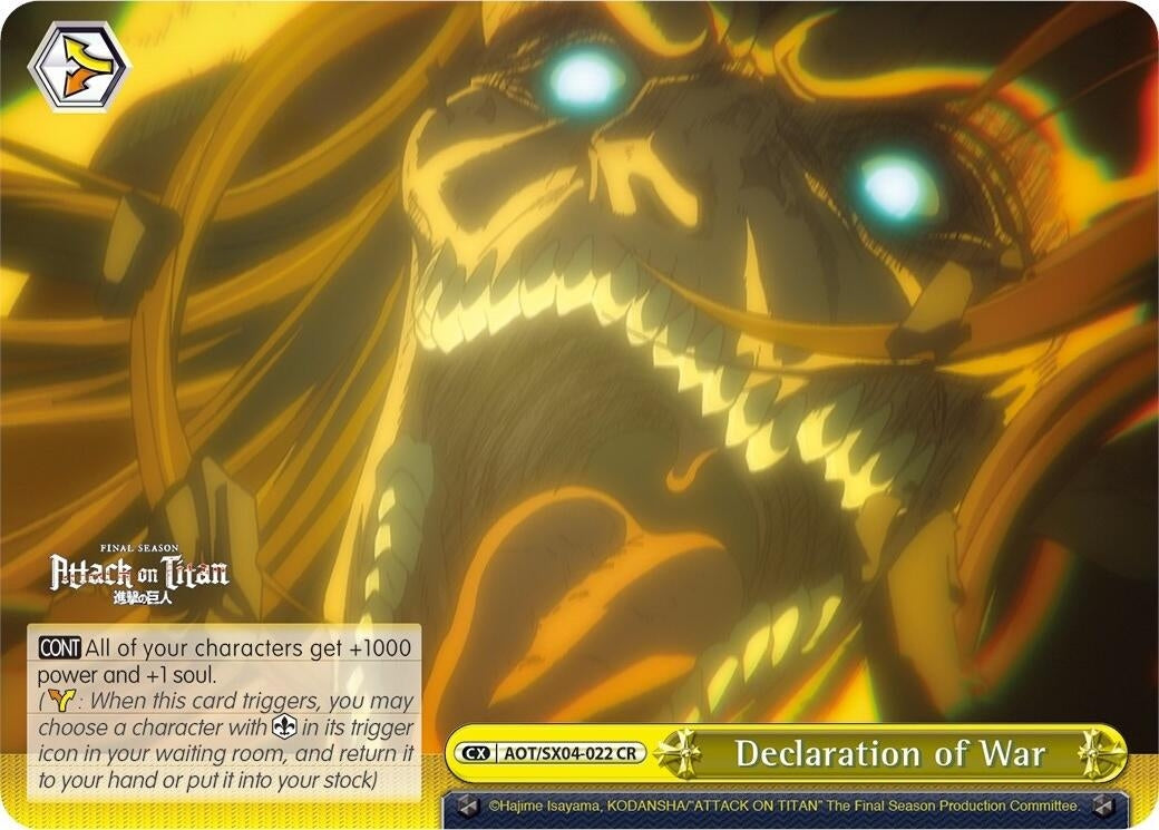 Image for Declaration of War (Attack On Titan: Final Season) (AOT/SX04-022 CR) - Weiss Schwarz