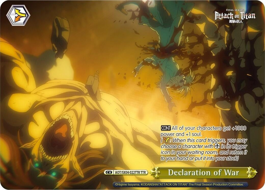 Image for Declaration of War (TTR) (Attack On Titan: Final Season) (AOT/SX04-022TTR TTR) - Weiss Schwarz