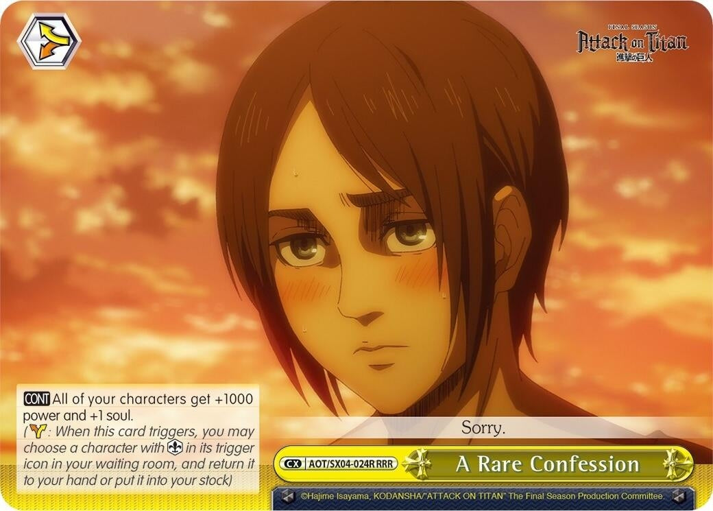 Image for A Rare Confession (RRR) (Attack On Titan: Final Season) (AOT/SX04-024R RRR) - Weiss Schwarz