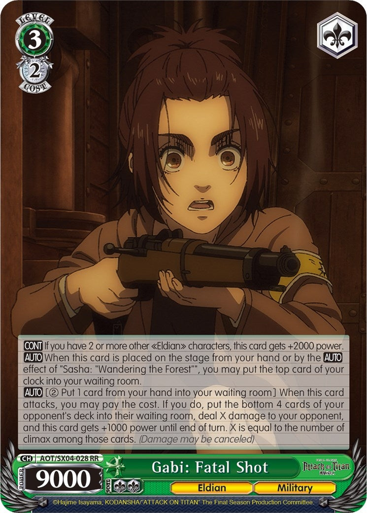 Image for Gabi: Fatal Shot (Attack On Titan: Final Season) (AOT/SX04-028 RR) - Weiss Schwarz