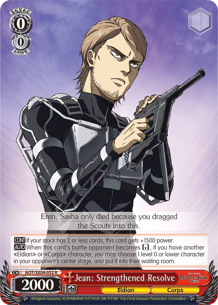 Image for Jean: Strengthened Resolve (Attack On Titan: Final Season) (AOT/SX04-052 R) - Weiss Schwarz