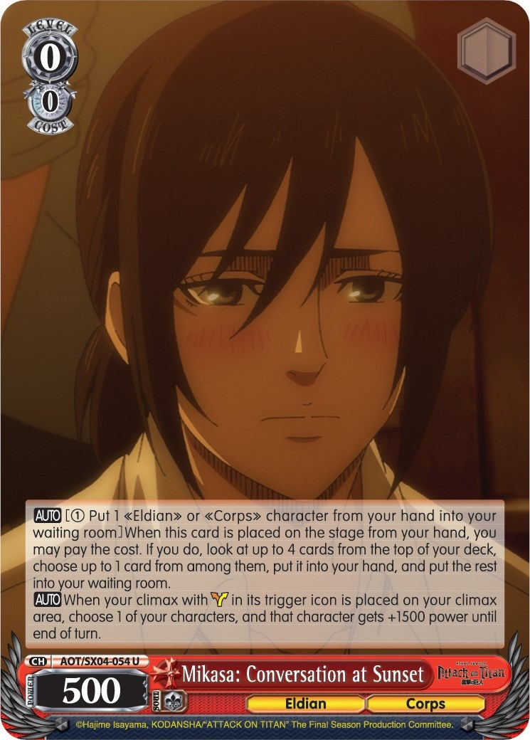 Image for Mikasa: Conversation at Sunset (Attack On Titan: Final Season) (AOT/SX04-054 U) - Weiss Schwarz