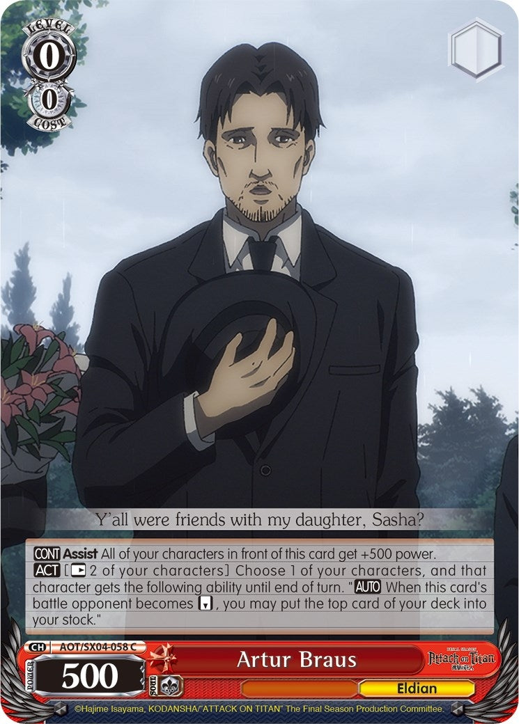 Image for Artur Braus (Attack On Titan: Final Season) (AOT/SX04-058 C) - Weiss Schwarz