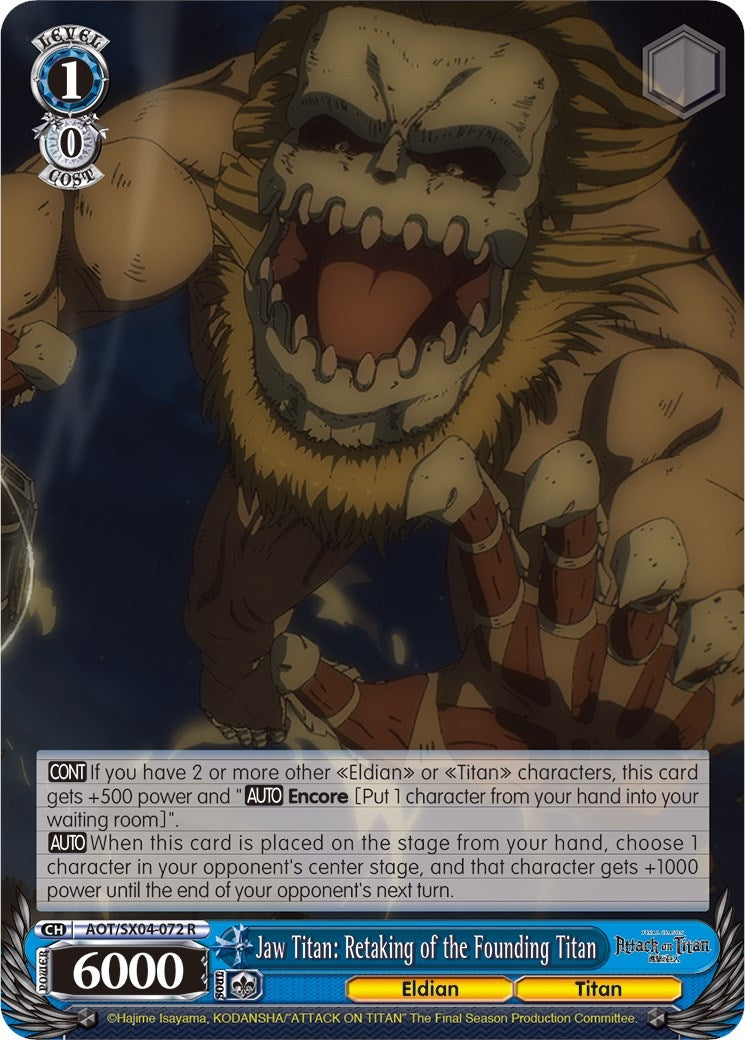 Image for Jaw Titan: Retaking of the Founding Titan (Attack On Titan: Final Season) (AOT/SX04-072 R) - Weiss Schwarz