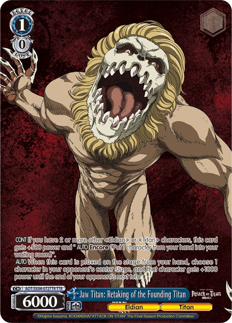 Image for Jaw Titan: Retaking of the Founding Titan (TTR) (Attack On Titan: Final Season) (AOT/SX04-072TTR TTR) - Weiss Schwarz