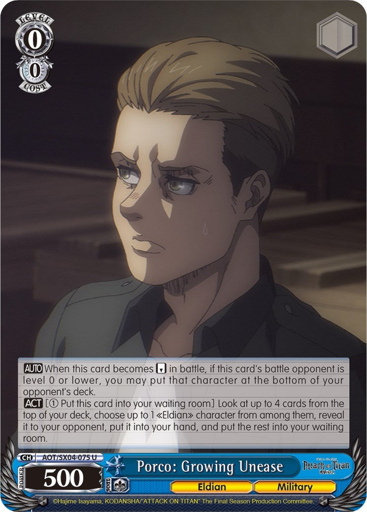 Image for Porco: Growing Unease (Attack On Titan: Final Season) (AOT/SX04-075 U) - Weiss Schwarz
