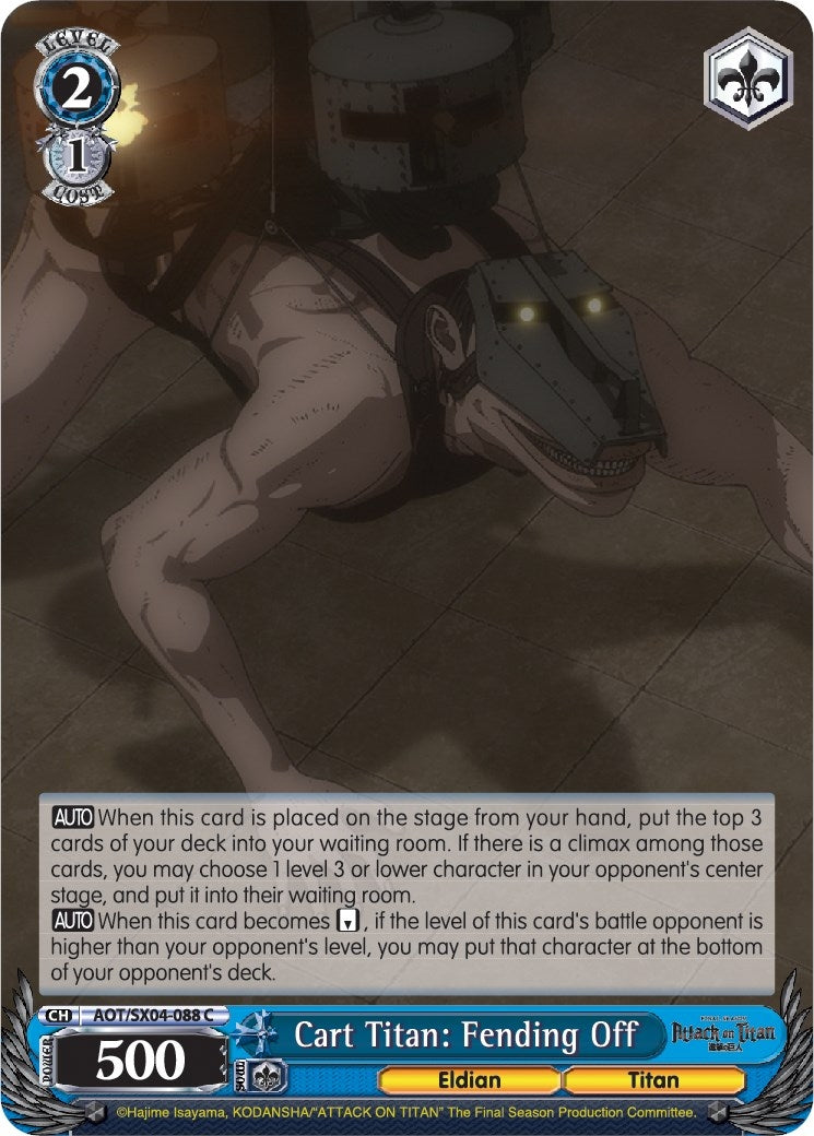 Image for Cart Titan: Fending Off (Attack On Titan: Final Season) (AOT/SX04-088 C) - Weiss Schwarz