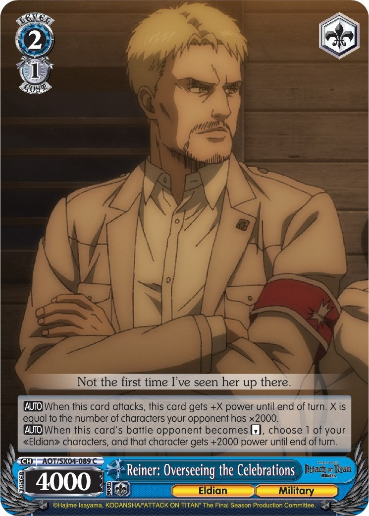 Image for Reiner: Overseeing the Celebrations (Attack On Titan: Final Season) (AOT/SX04-089 C) - Weiss Schwarz