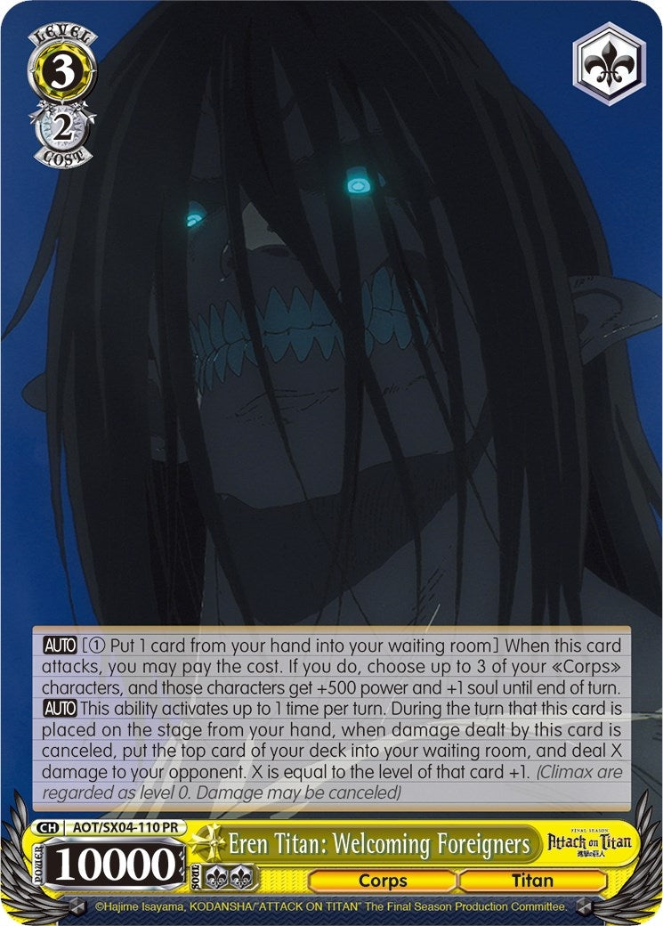 Image for Eren Titan: Welcoming Foreigners (Attack On Titan: Final Season) (AOT/SX04-110 PR) - Weiss Schwarz
