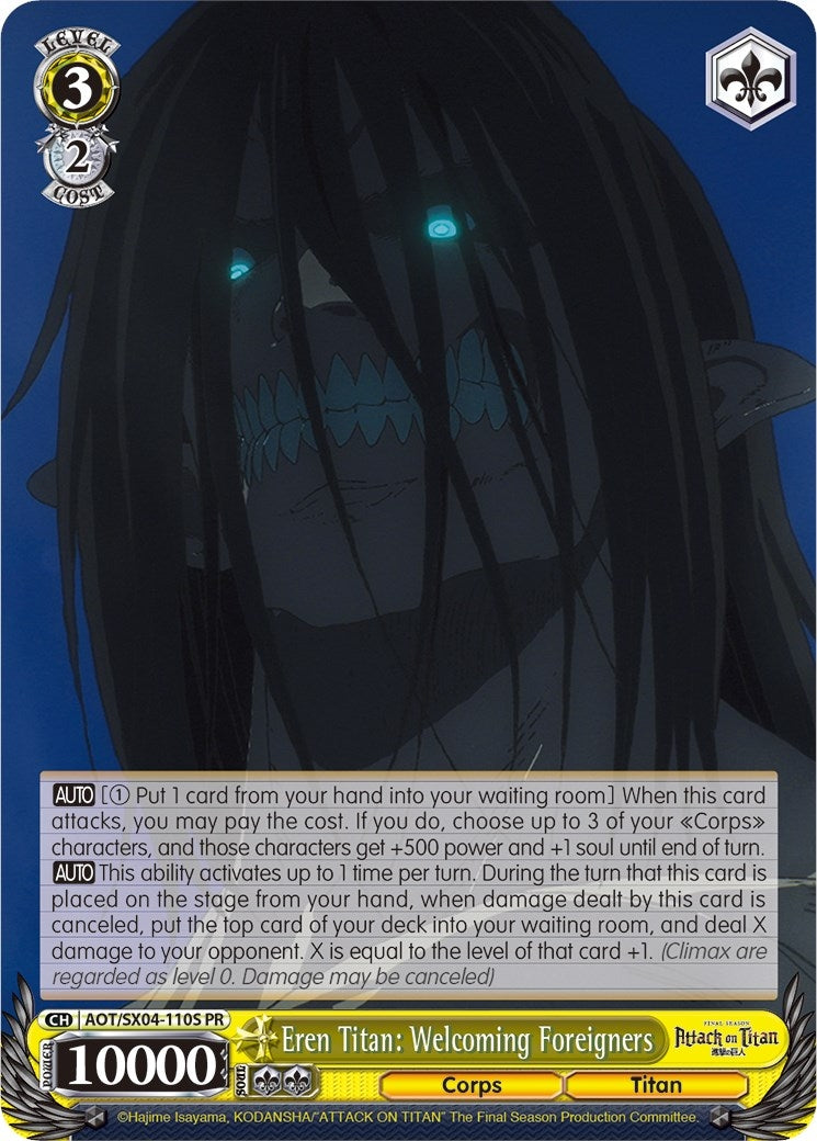 Image for Eren Titan: Welcoming Foreigners (Foil) (Attack On Titan: Final Season) (AOT/SX04-110S PR) - Weiss Schwarz