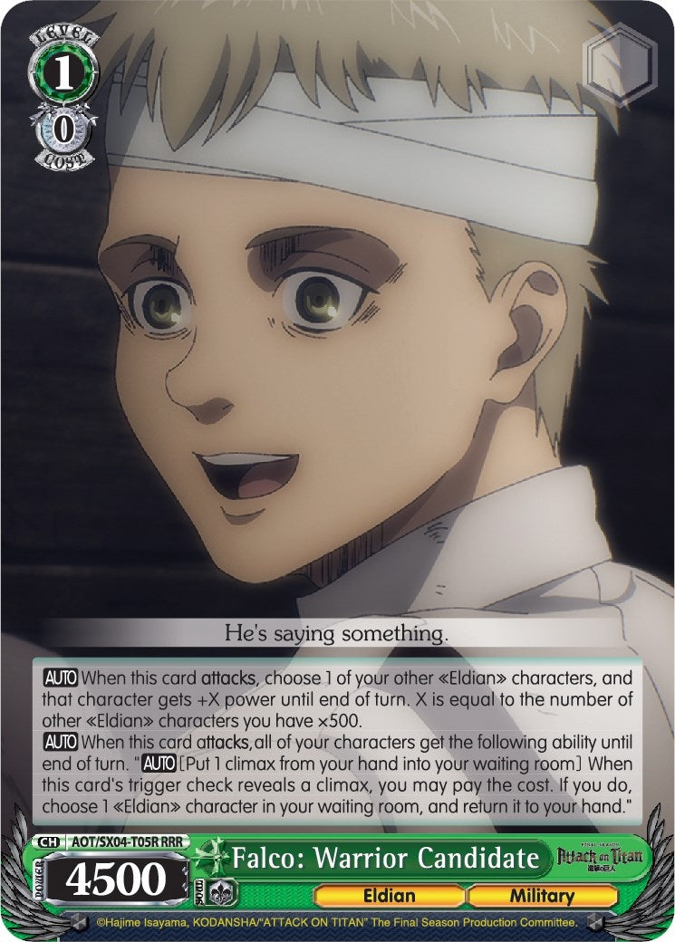Image for Falco: Warrior Candidate (RRR) (Attack On Titan: Final Season) (AOT/SX04-T05R RRR) - Weiss Schwarz