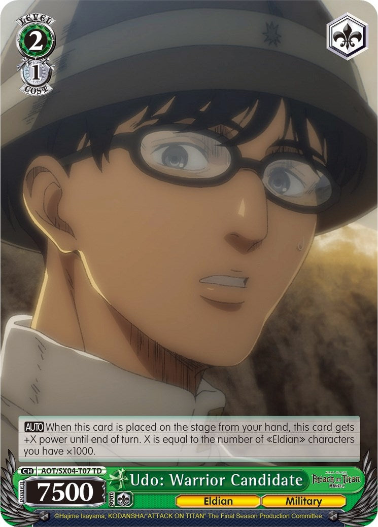 Image for Udo: Warrior Candidate (Attack On Titan: Final Season) (AOT/SX04-T07 TD) - Weiss Schwarz