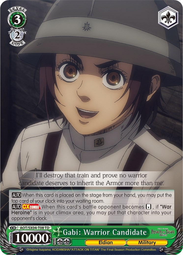 Image for Gabi: Warrior Candidate (Attack On Titan: Final Season) (AOT/SX04-T08 TD) - Weiss Schwarz